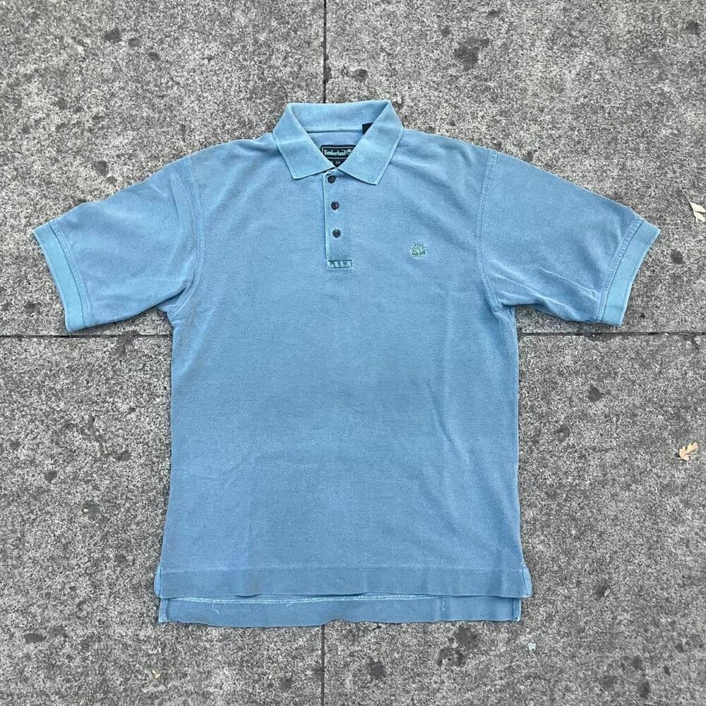 light blue timberland polo shirt